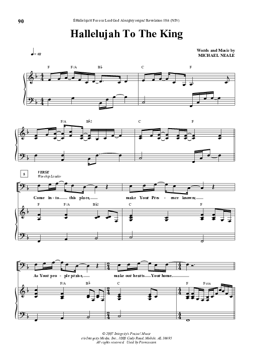 Hallelujah To The King Sheet Music PDF (Michael Neale) PraiseCharts