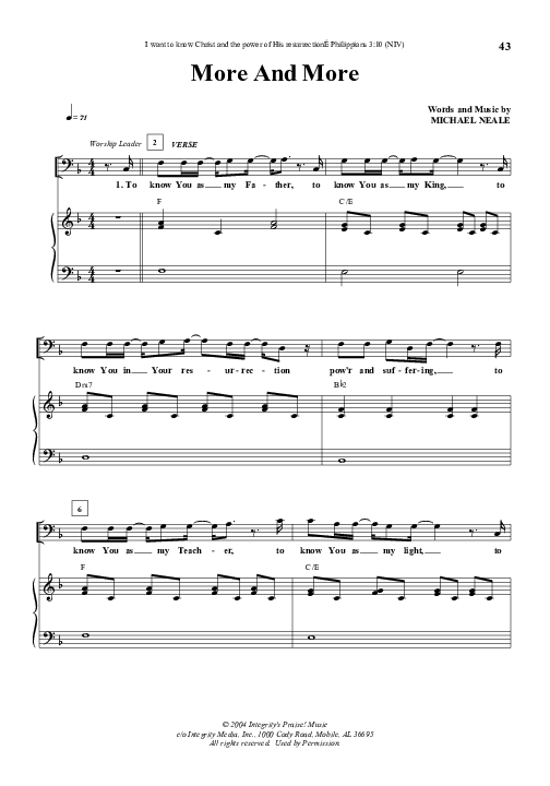 More And More Sheet Music PDF (Michael Neale) PraiseCharts