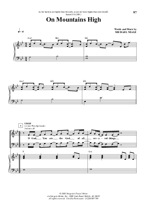 On Mountains High Piano/Vocal (Michael Neale)