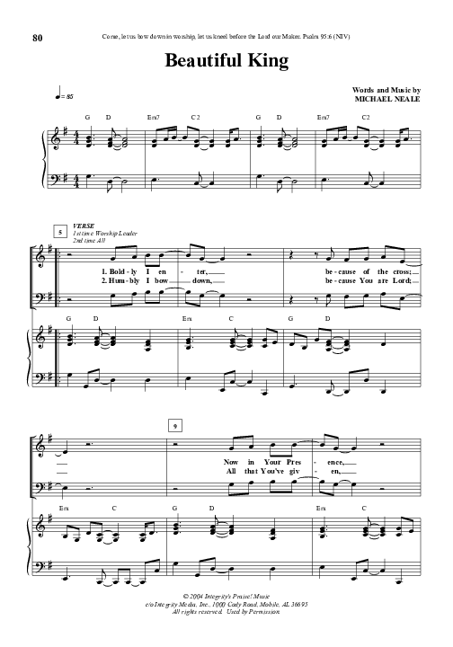 Beautiful King (with Holy Holy Holy) Piano/Vocal (Michael Neale)