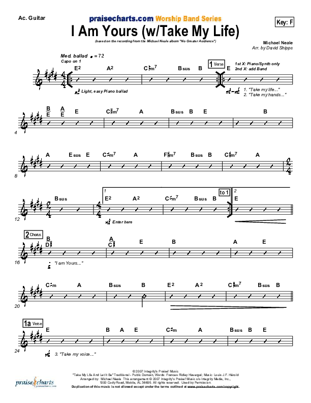 I Am Yours (with Take My Life And Let It Be) Acoustic Guitar (Michael Neale)