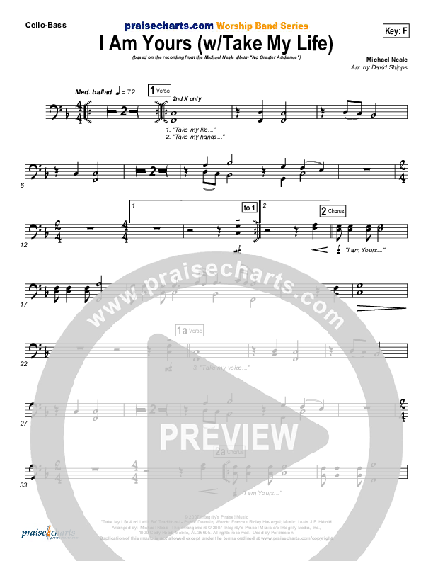 I Am Yours (with Take My Life And Let It Be) Cello/Bass (Michael Neale)