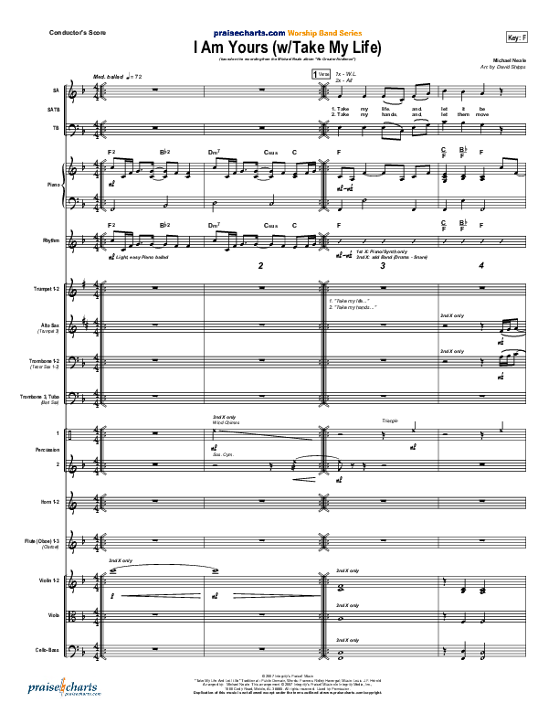 I Am Yours (with Take My Life And Let It Be) Conductor's Score (Michael Neale)