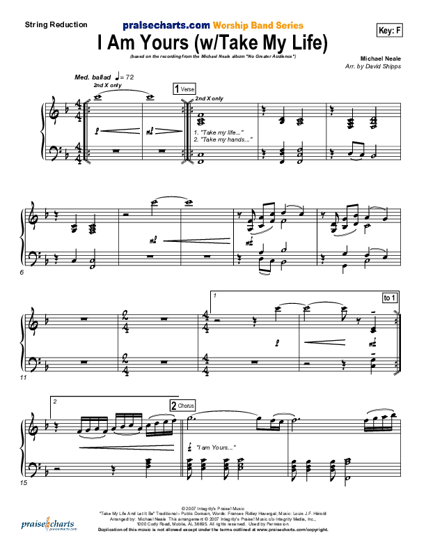 I Am Yours (with Take My Life And Let It Be) Synth Strings (Michael Neale)