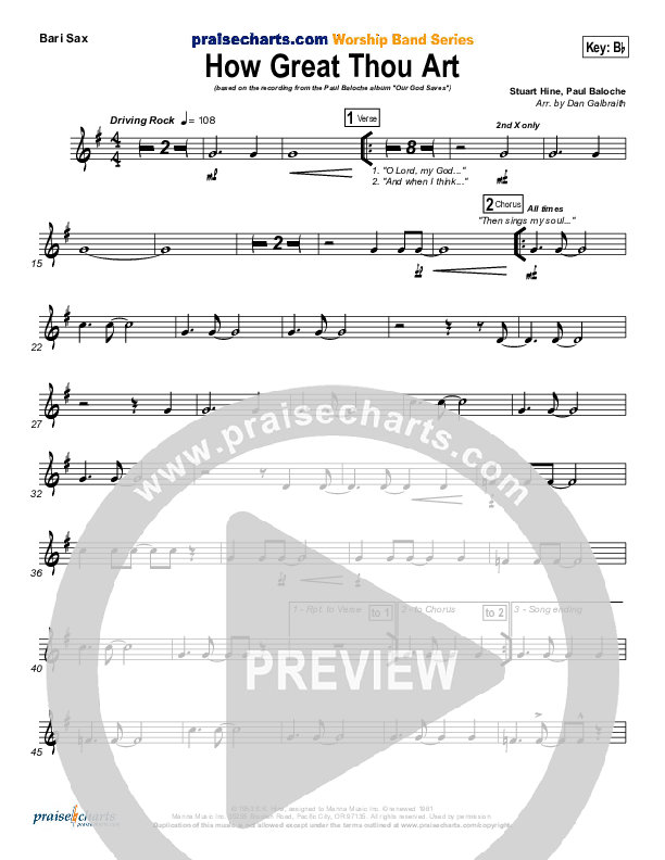 How Great Thou Art Bari Sax (Paul Baloche)