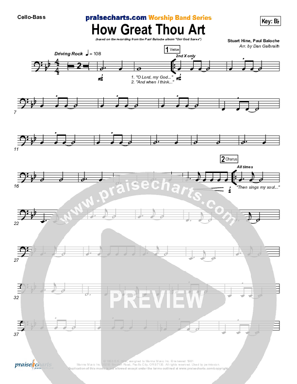 How Great Thou Art Cello/Bass (Paul Baloche)