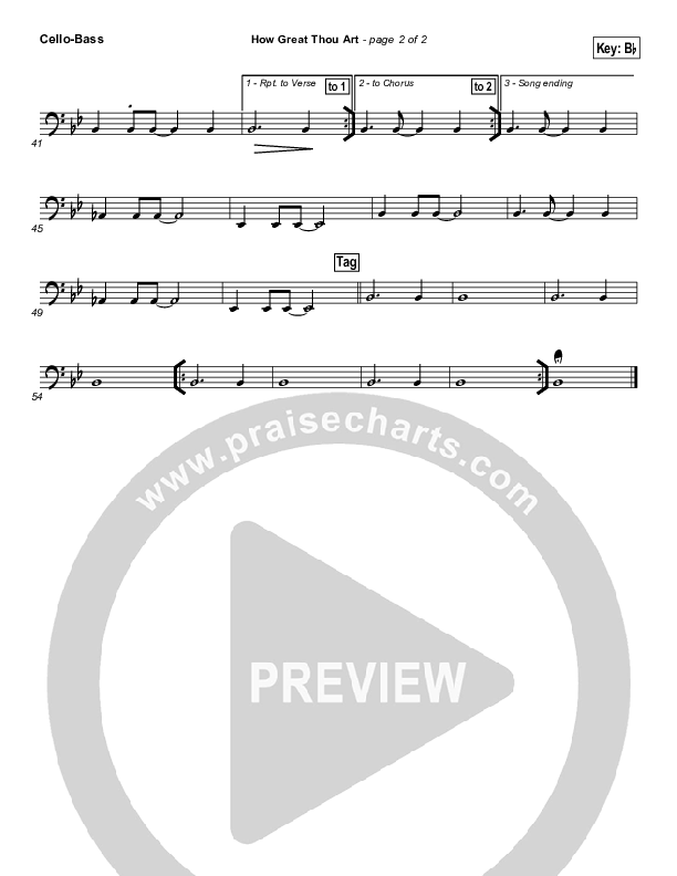 How Great Thou Art Cello/Bass (Paul Baloche)