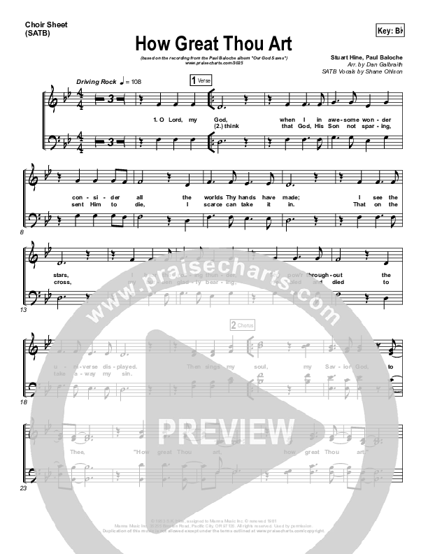 How Great Thou Art Choir Sheet (SATB) (Paul Baloche)