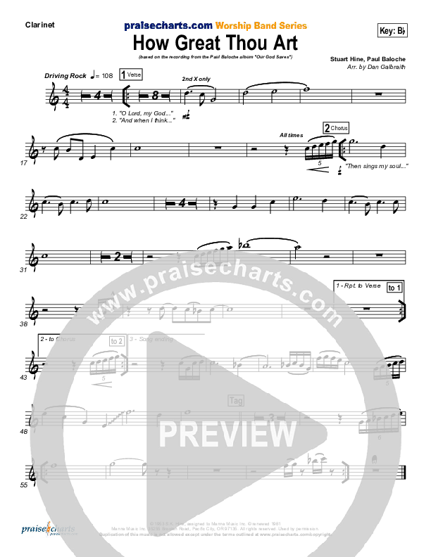 How Great Thou Art Clarinet (Paul Baloche)