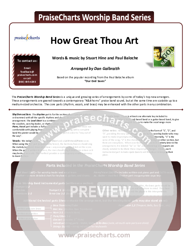 How Great Thou Art Cover Sheet (Paul Baloche)