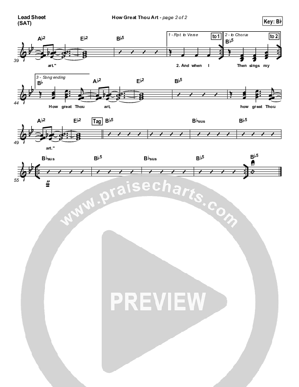 How Great Thou Art Lead Sheet (SAT) (Paul Baloche)