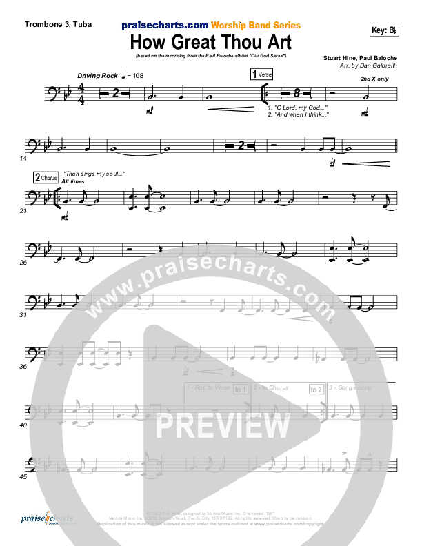 How Great Thou Art Trombone 3/Tuba (Paul Baloche)