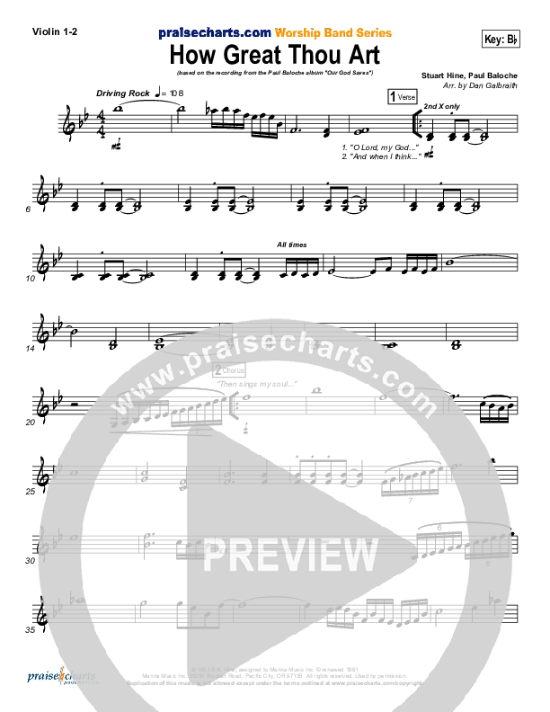 How Great Thou Art Violin 1/2 (Paul Baloche)