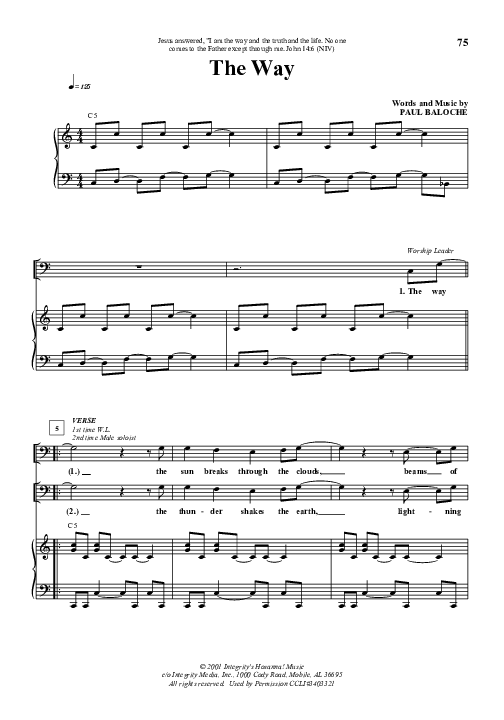 The Way Piano/Vocal (Paul Baloche)