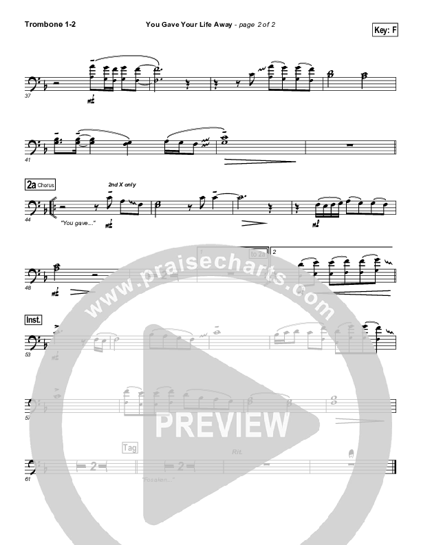 You Gave Your Life Away Trombone 1/2 (Paul Baloche)