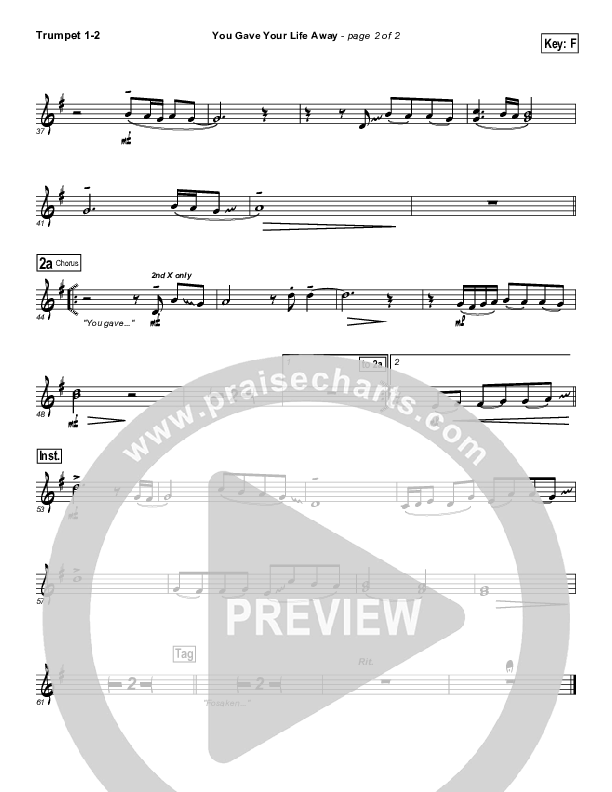 You Gave Your Life Away Trumpet 1,2 (Paul Baloche)