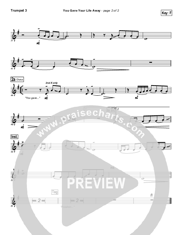 You Gave Your Life Away Trumpet 3 (Paul Baloche)