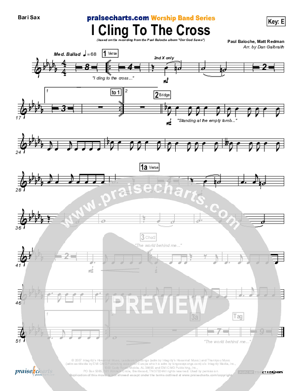 I Cling To The Cross Bari Sax (Paul Baloche)
