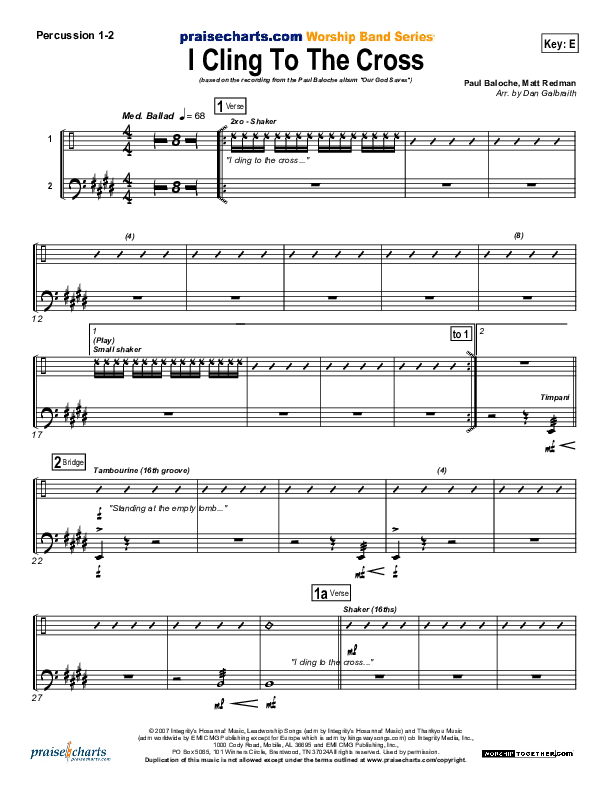 I Cling To The Cross Percussion 1/2 (Paul Baloche)