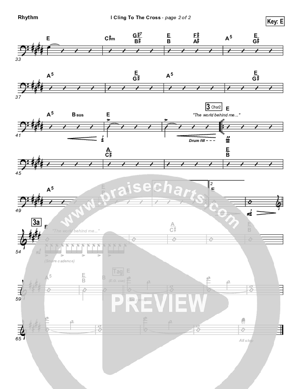 I Cling To The Cross Rhythm Chart (Paul Baloche)