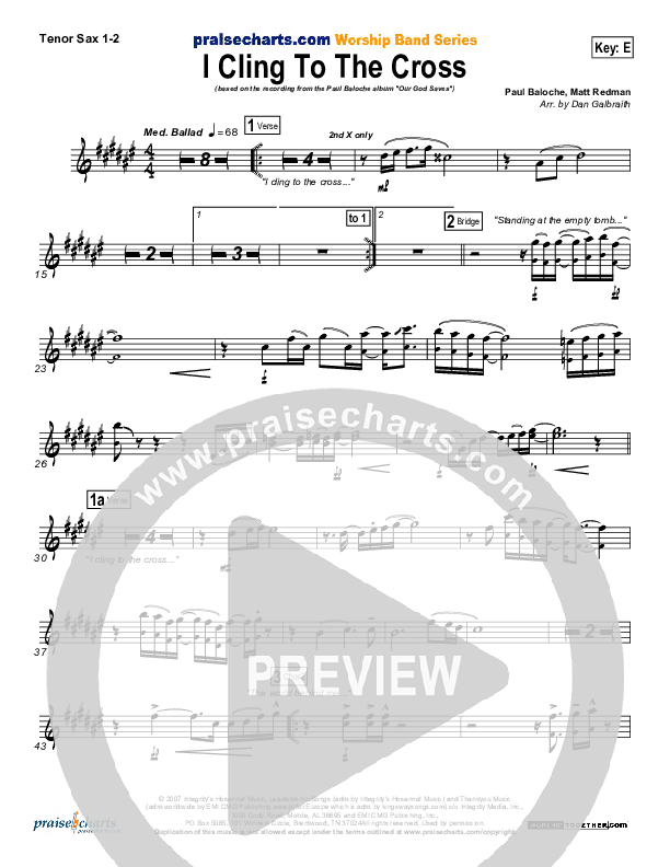 I Cling To The Cross Tenor Sax 1/2 (Paul Baloche)