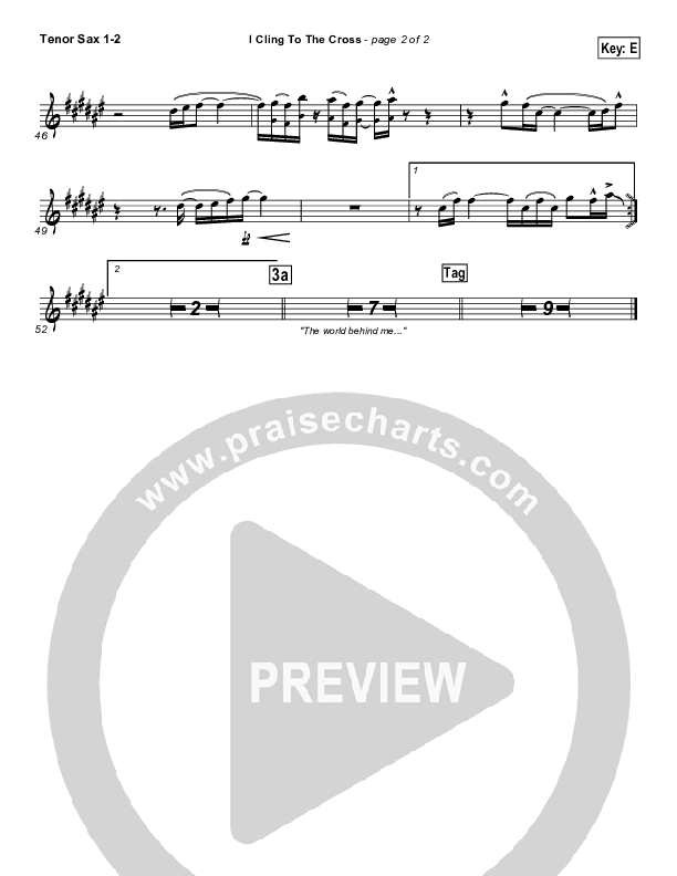 I Cling To The Cross Tenor Sax 1/2 (Paul Baloche)
