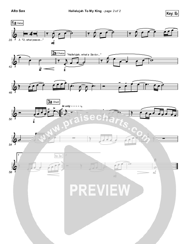 Hallelujah To My King Alto Sax (Paul Baloche)