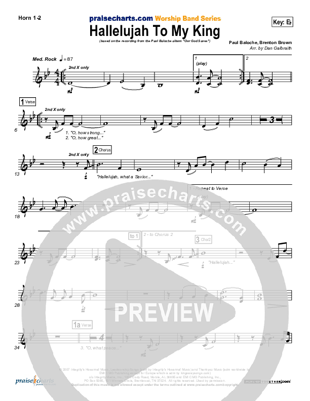 Hallelujah To My King Brass Pack (Paul Baloche)