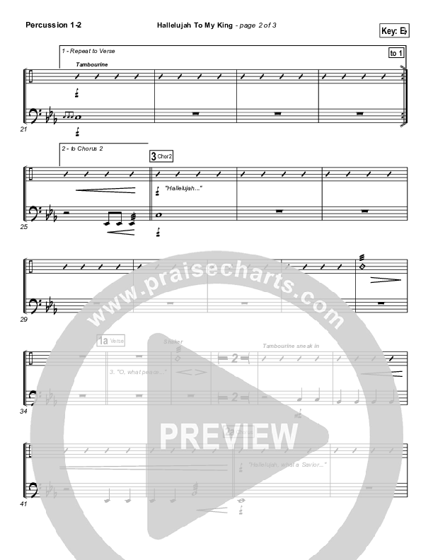 Hallelujah To My King Percussion 1/2 (Paul Baloche)