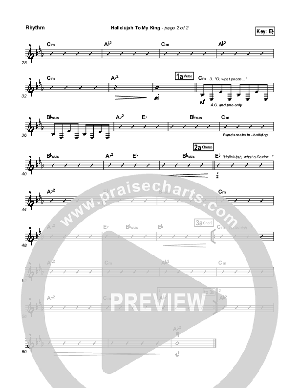 Hallelujah To My King Rhythm Chart (Paul Baloche)