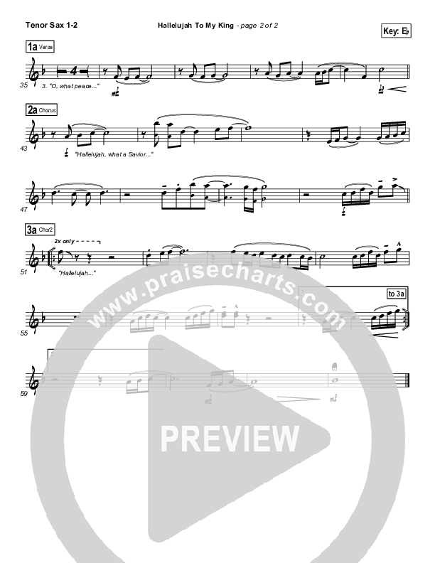 Hallelujah To My King Tenor Sax 1/2 (Paul Baloche)