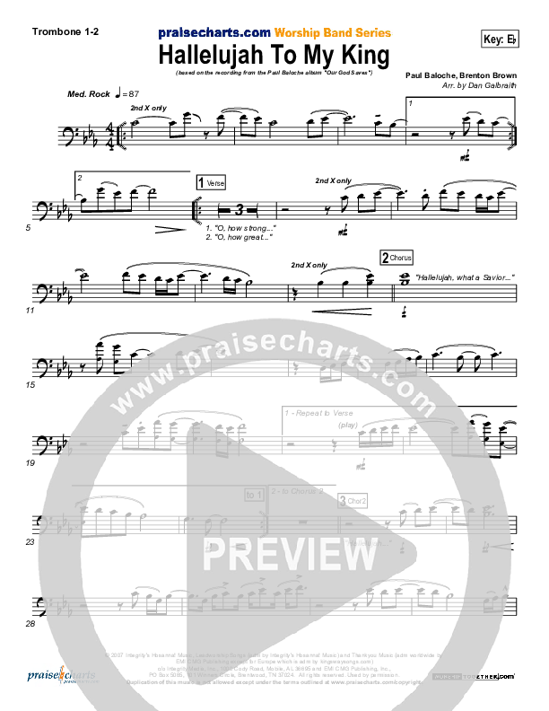 Hallelujah To My King Trombone 1/2 (Paul Baloche)