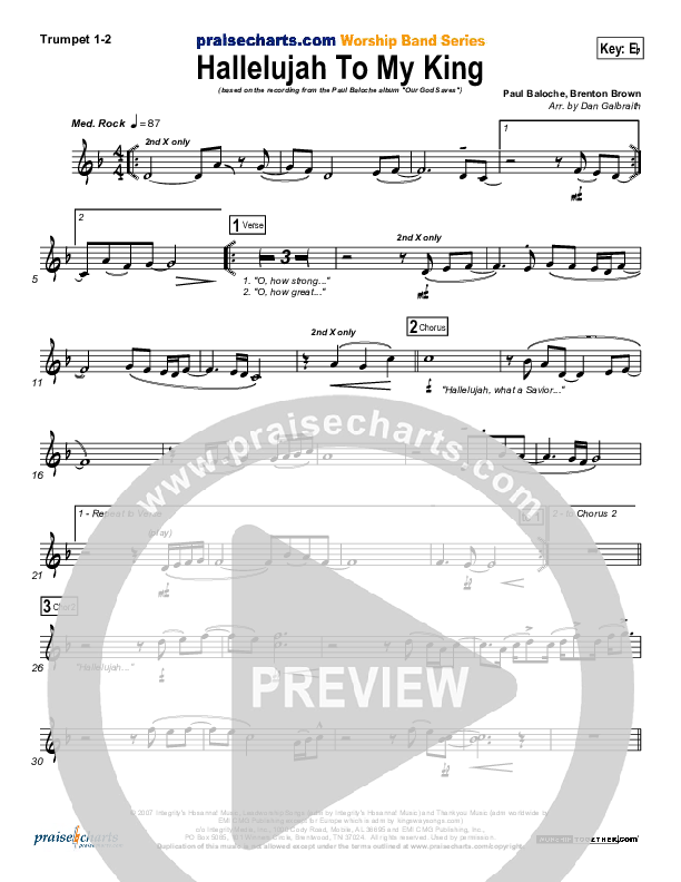 Hallelujah To My King Brass Pack (Paul Baloche)