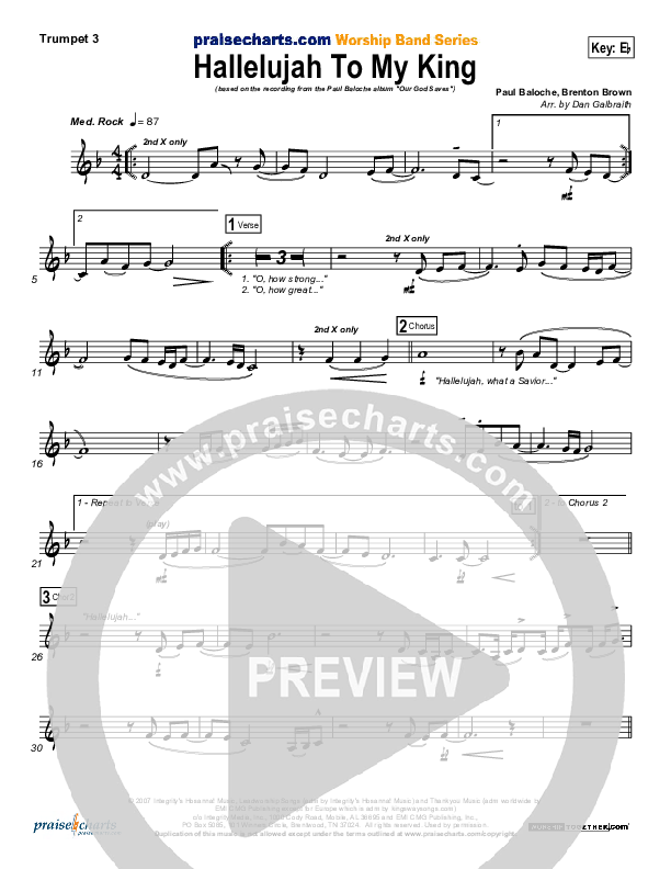 Hallelujah To My King Trumpet 3 (Paul Baloche)