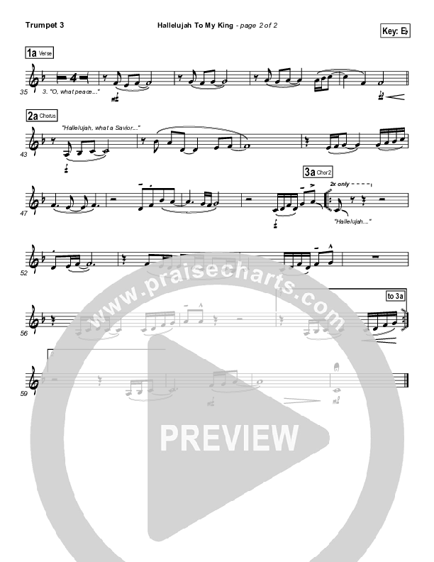 Hallelujah To My King Trumpet 3 (Paul Baloche)