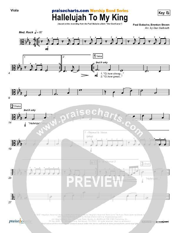 Hallelujah To My King Viola (Paul Baloche)