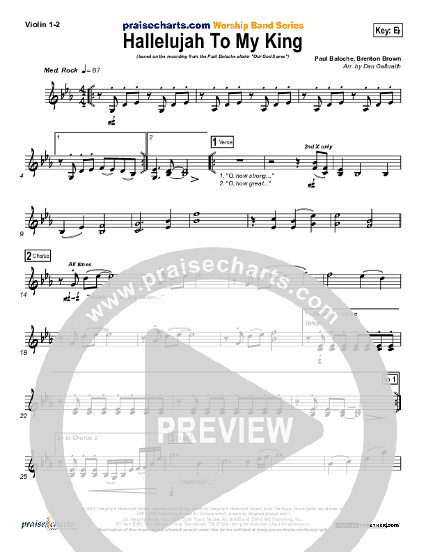 Hallelujah To My King Violin 1/2 (Paul Baloche)