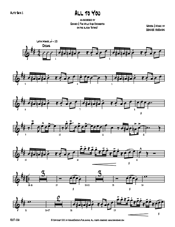 All To You Alto Sax 1/2 (Denver Bierman)