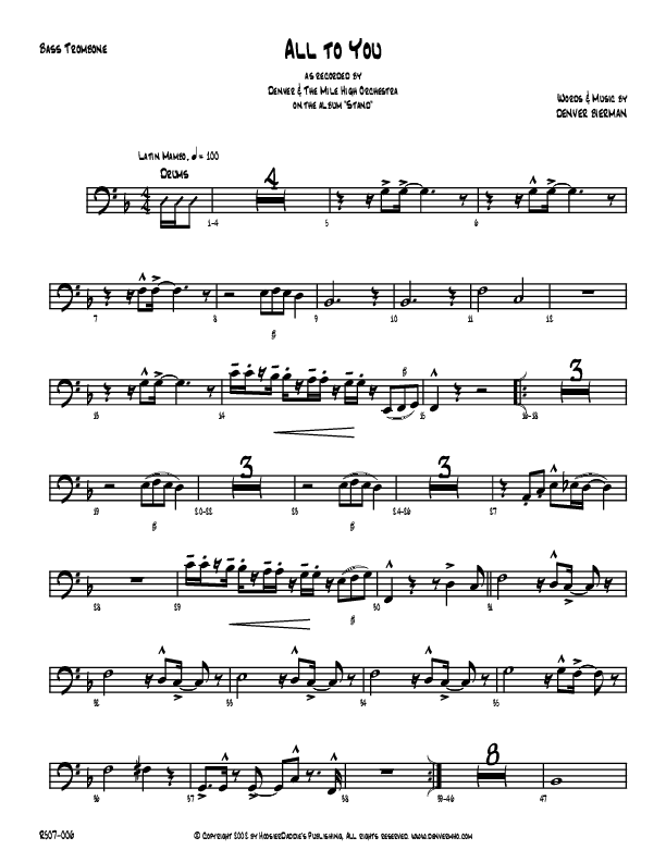 All To You Bass Trombone (Denver Bierman)