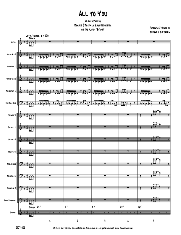 All To You Conductor's Score (Denver Bierman)