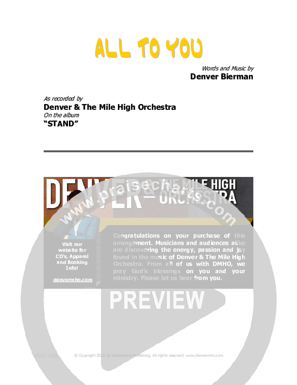 All To You Orchestration (Denver Bierman)