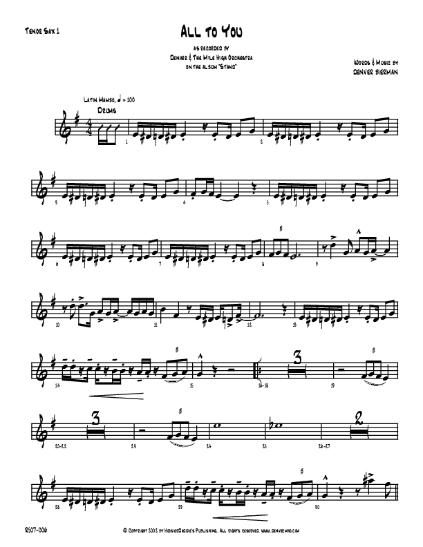 All To You Tenor Sax 1/2 (Denver Bierman)