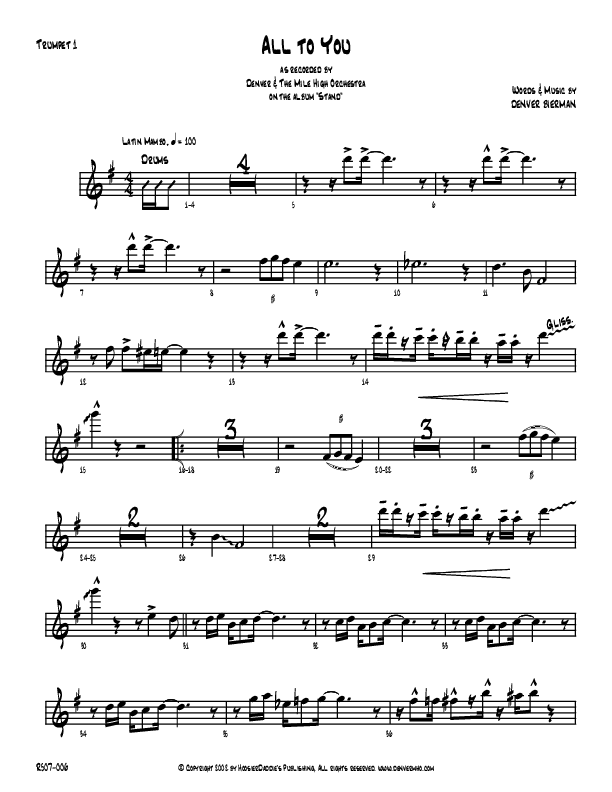 All To You Trumpet 1 (Denver Bierman)