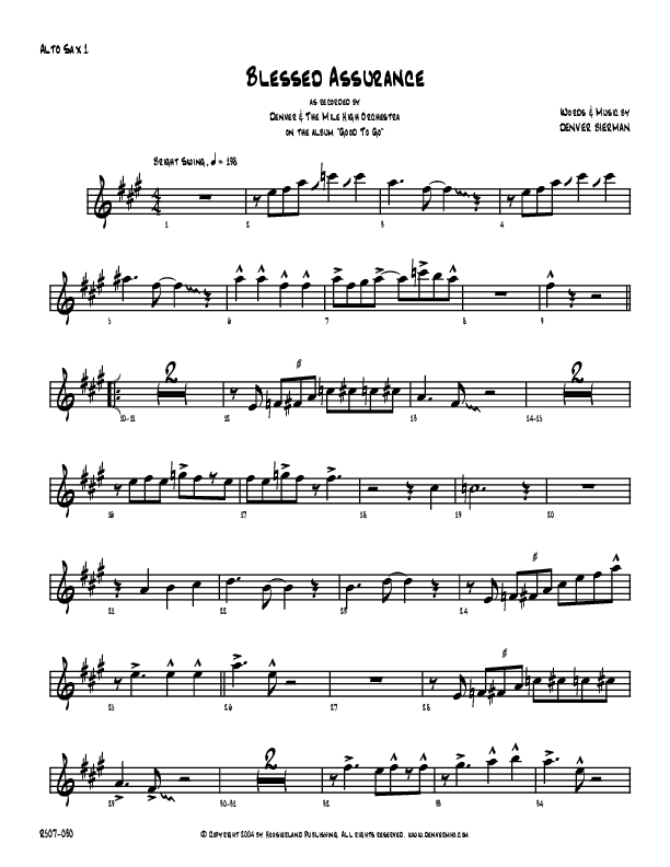 Blessed Assurance Alto Sax 1/2 (Denver Bierman)