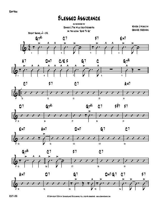 Blessed Assurance Rhythm Chart (Denver Bierman)