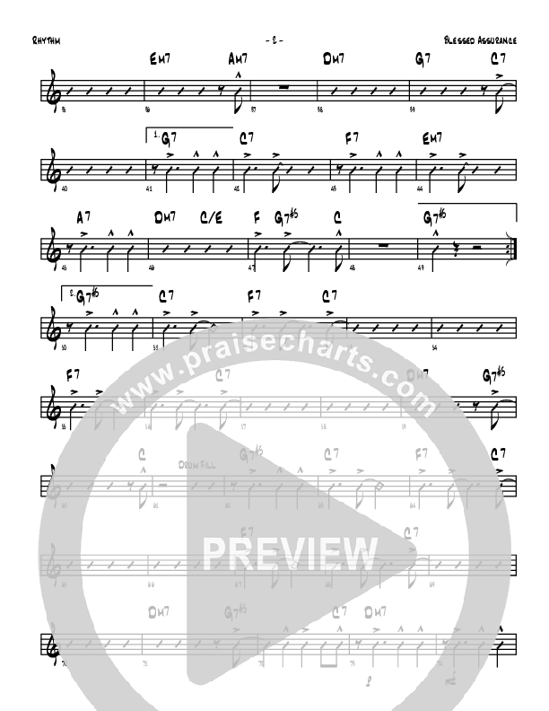 Blessed Assurance Rhythm Chart (Denver Bierman)