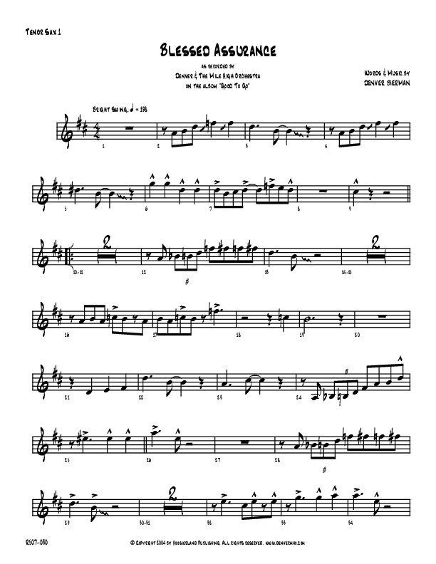 Blessed Assurance Tenor Sax 1/2 (Denver Bierman)