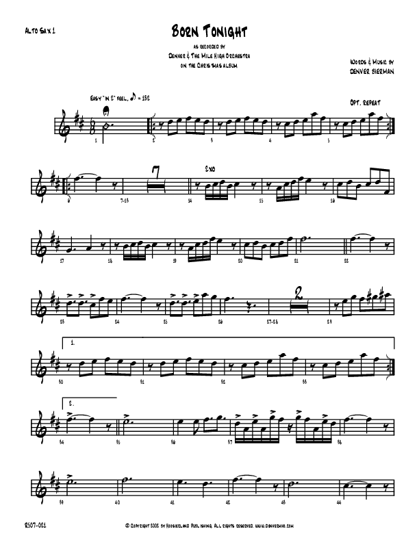 Born Tonight Alto Sax 1/2 (Denver Bierman)
