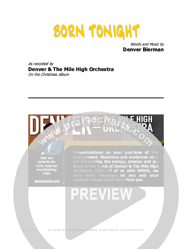 Born Tonight Cover Sheet (Denver Bierman)