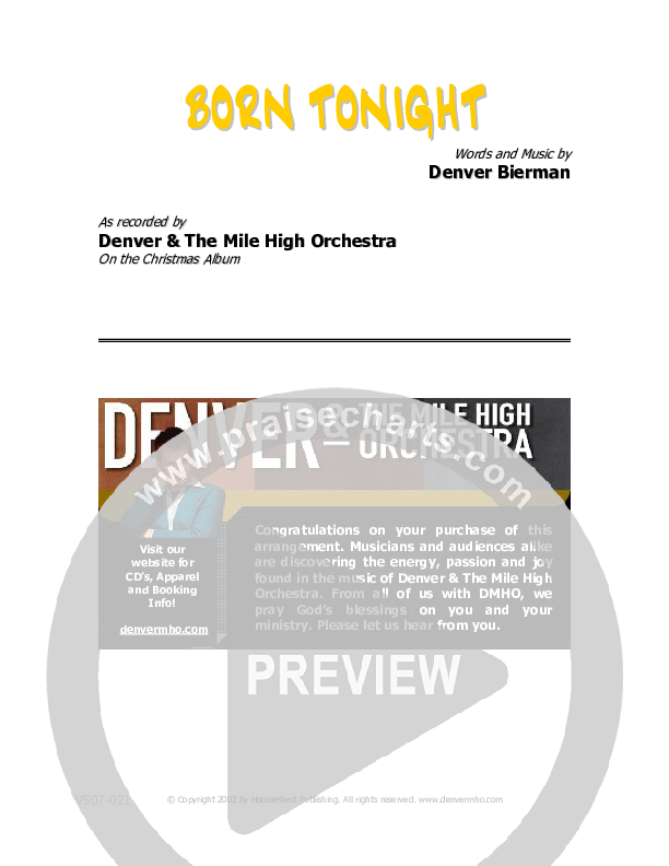 Born Tonight Orchestration (Denver Bierman)